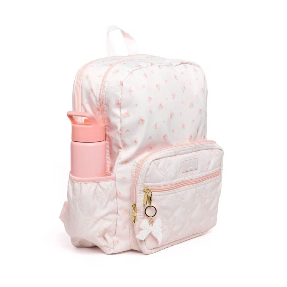 LoveShackFancy Kids Quilted Floral Backpack in Light Pink